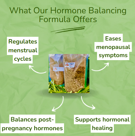 Hormone balancing formula benefits menstrual health, menopause, pregnancy, and hormonal healing.