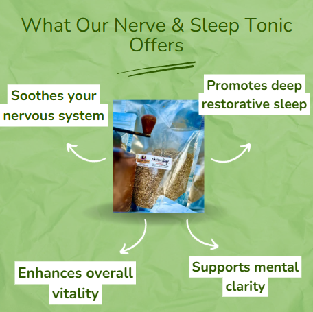 Herbal nerve and sleep tonic offering soothing and restorative benefits.