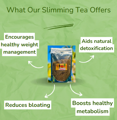 Slimming tea promoting weight management, detox, reduced bloating, and metabolism boost.