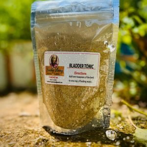 A clear resealable bag of Masoor Dal spice mix on a natural outdoor surface.